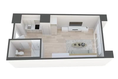 Architectural floor plan of a living unit