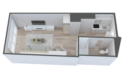 Stylized floor plan of a living space