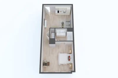 Architectural floor plan of a living unit