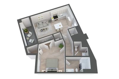 Architectural floor plan of a resident unit