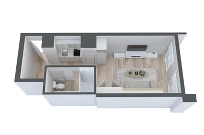 Architectural floor plan of a resident unit