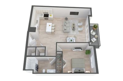 A floor plan layout of a living unit