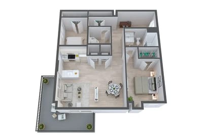 Architectural floor plan of a resident unit layout