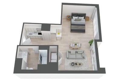 Architectural floor plan of a private resident unit