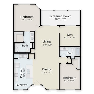 Architectural floor plan of a residential unit layout