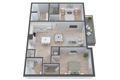 Architectural floor plan of a resident unit
