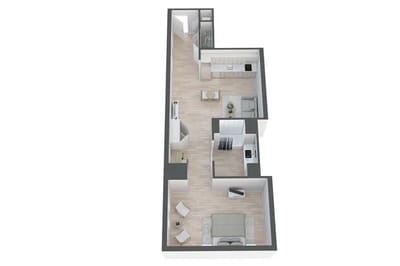 Architectural floor plan of a resident unit