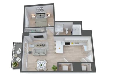 Diagram of a living space layout
