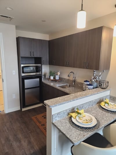 A modern kitchen in a senior living unit