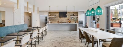 Bright dining area with modern furnishings