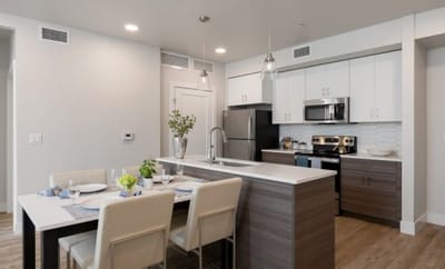 Modern interior kitchen in a senior living space