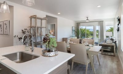 Bright and airy common area with modern furnishings