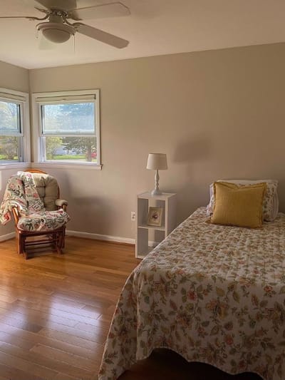 A bright and inviting private resident room