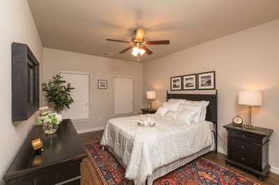 Cozy private bedroom in a senior living facility