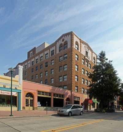 Exterior view of Evangeline Elderly Apartments building