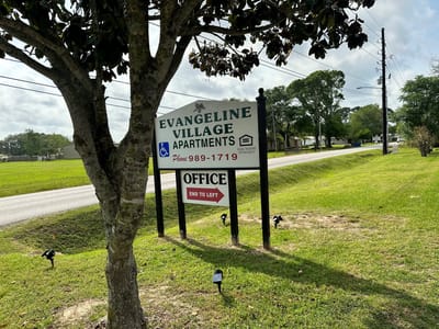 Signage for Evangeline Village Apartments