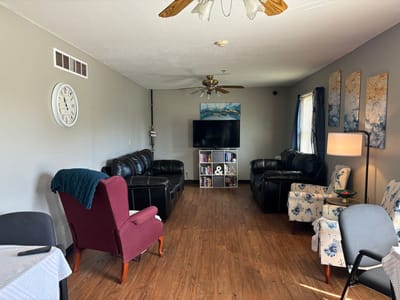 Cozy common area with seating and decor