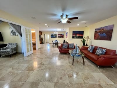 Interior view of a lounge area with seating