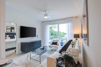 Bright and inviting common area with modern furniture