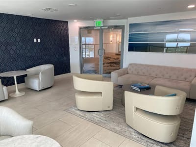 Minimalistic common area with modern furniture