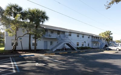 Exterior view of Apollo Terrace building and parking area