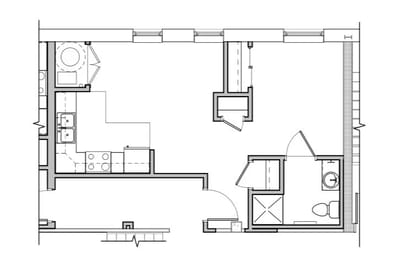 Architectural floor plan of a living unit