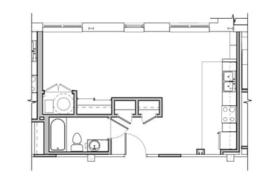 Architectural floor plan of a resident unit