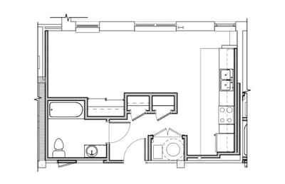 Architectural floor plan for a senior apartment