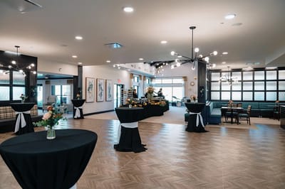 Interior view of a common area set for an event