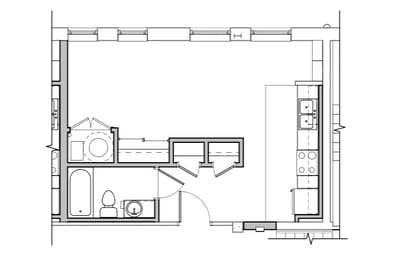 Architectural floor plan of a resident unit