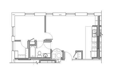 Architectural floor plan of a resident unit