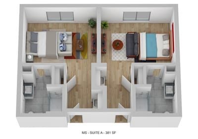 Floor plan of a residential suite layout