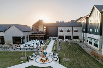 Aerial view of FeatherStone at Hickory Hill with outdoor space