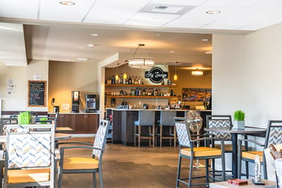 Interior view of the dining area with a bar