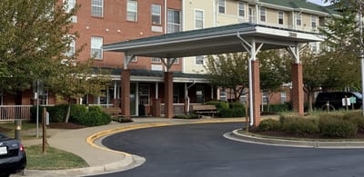 Entrance of Churchill Senior Living with covered area