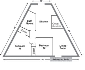 Floor plan showing layout of a senior living unit