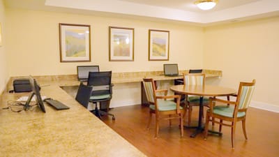 Interior common area with seating and computers
