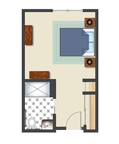 Architectural floor plan of a private resident room