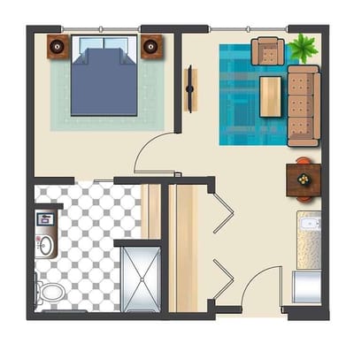 Architectural floor plan of a residential unit