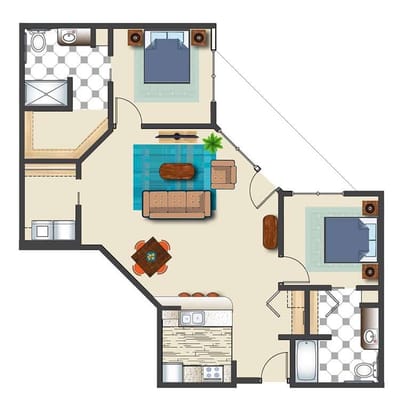 Architectural floor plan of a residence layout