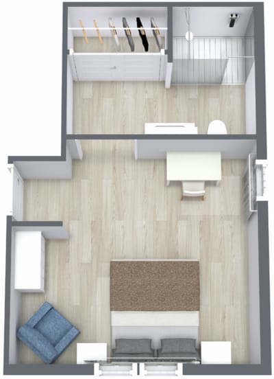 Floor plan of a resident room layout