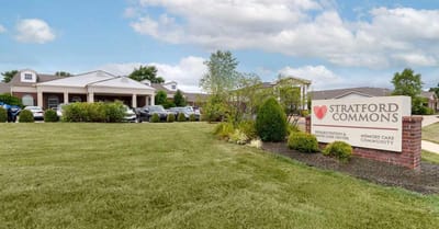 Exterior view of Stratford Commons senior living facility
