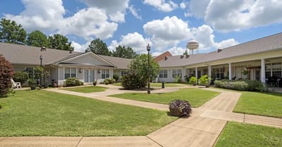 Outdoor courtyard with pathways and landscaping