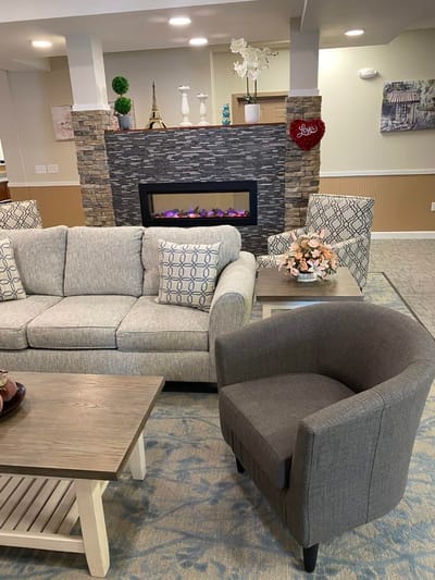 Comfortable common area with seating and decor