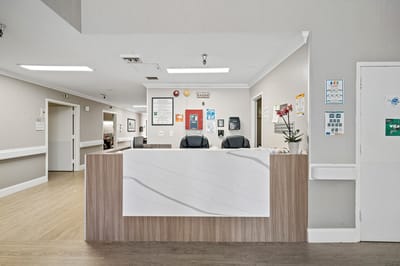 Reception area of a senior care facility