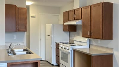 Modern kitchen in a resident unit with appliances