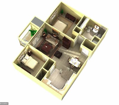 Architectural floor plan of a senior apartment layout