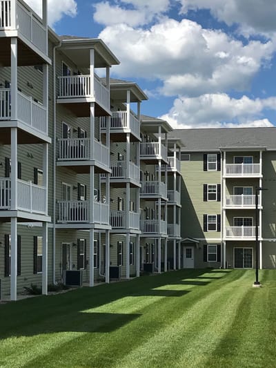 Exterior view of Preston Village Senior Apartments