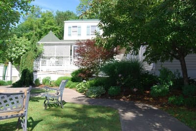 Well-maintained garden area with seating