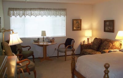 Cozy interior of a private resident room